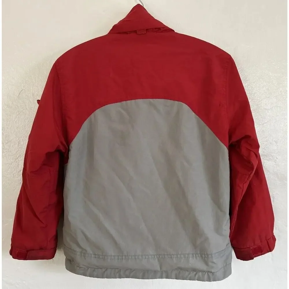 Vtg 90s Tommy Hilfiger Reversible Jacket Kids Boys Size 5 Colorblock Red Gray